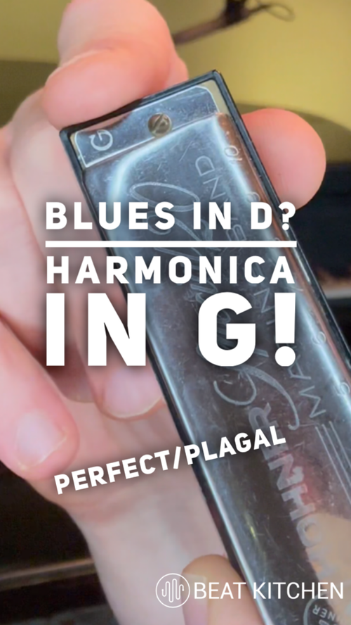Video thumbnail: (playing bluesy music) Playing the blues in D, by a harmonica in G.